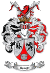 Wappen Krings in den Farben rot, weiß, grau